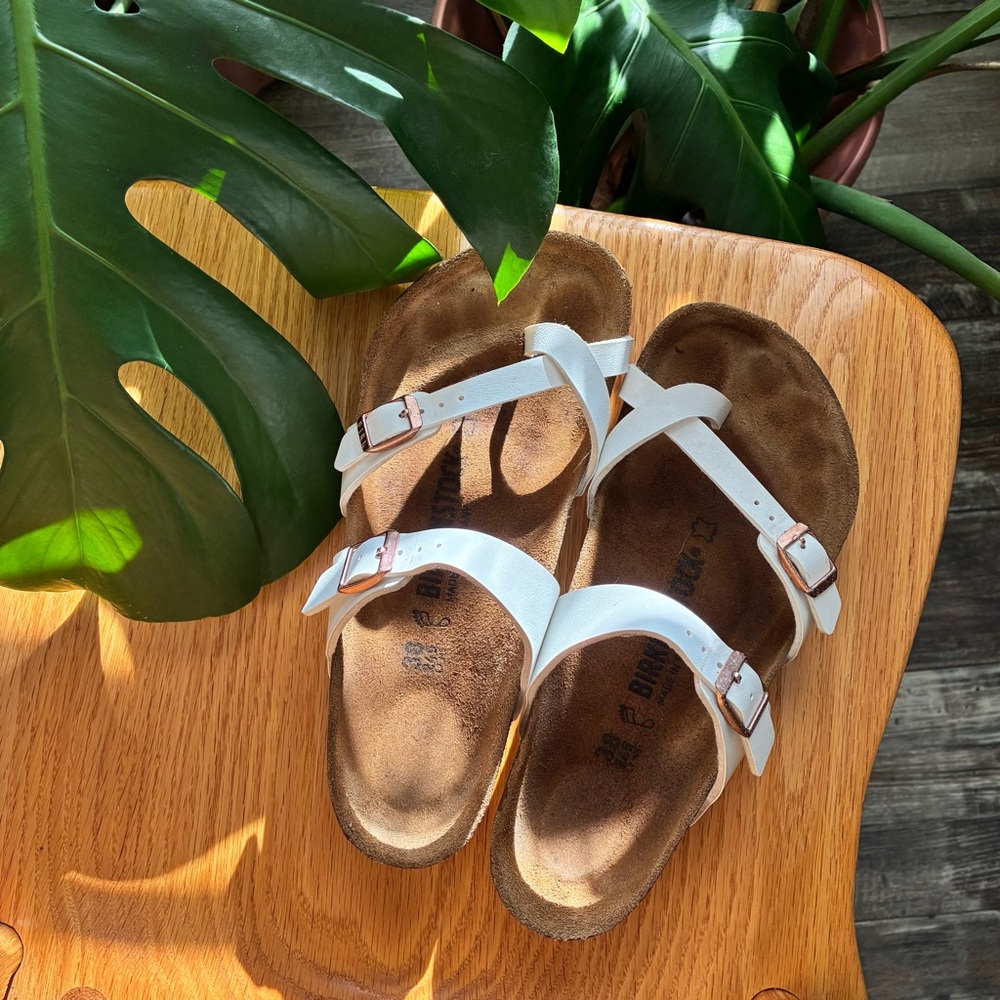 Birkenstock Mayari Birko-Flor White Sandals Size 7.5